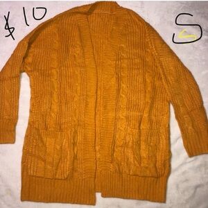 Woman Cozy Mustard Cable Knit Cardigan